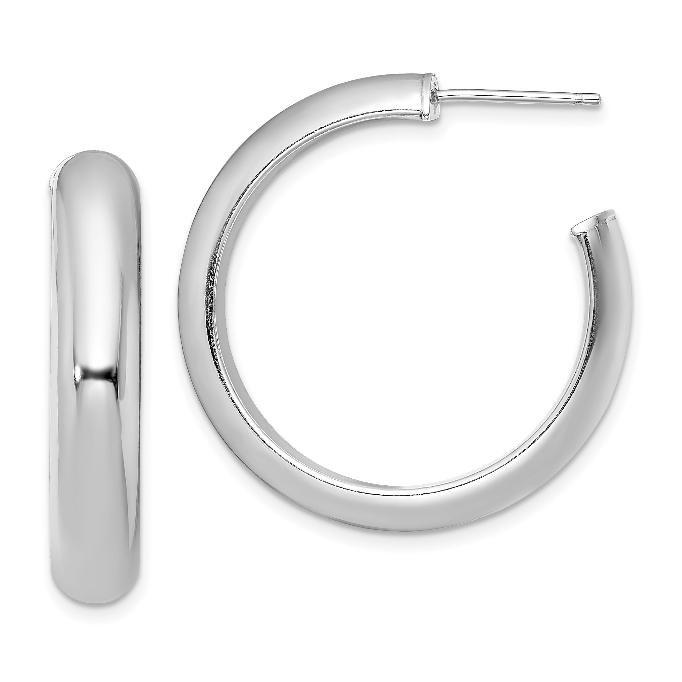 Sterling Silver Rhodium-plated Polished 6mm Post Hoops Main image