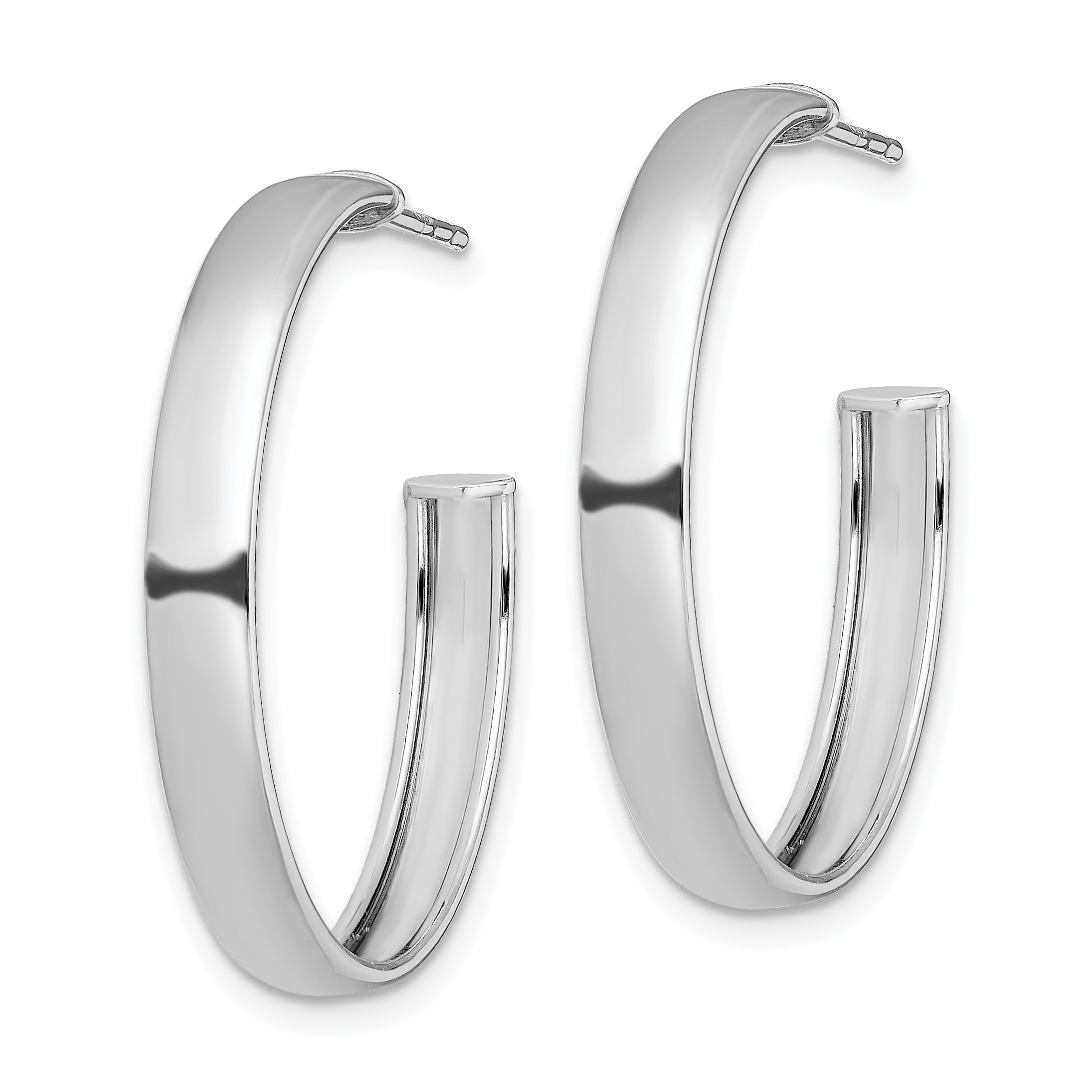 Sterling Silver Rhodium-plated Polished 3.8mm Post Hoops Secondary image