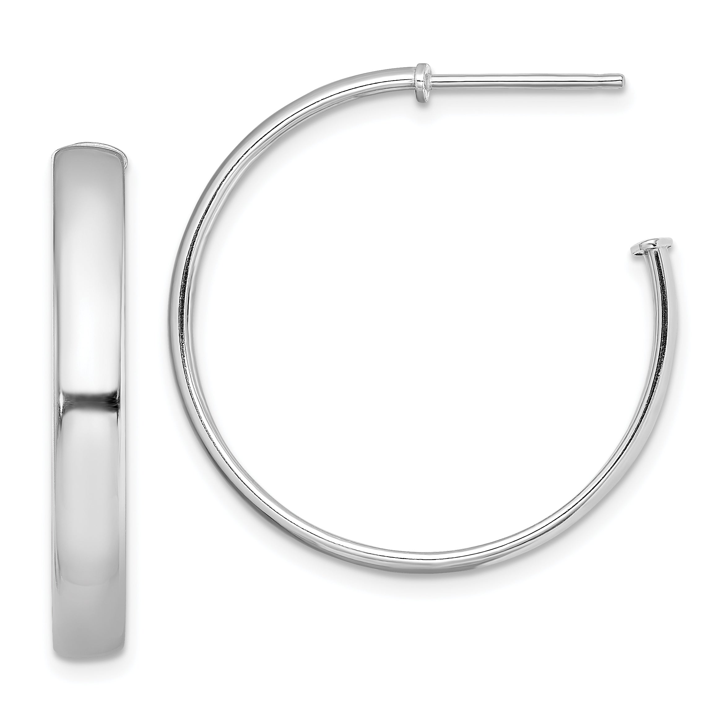 Sterling Silver Rhodium-plated Polished 3.8mm Post Hoops Main image
