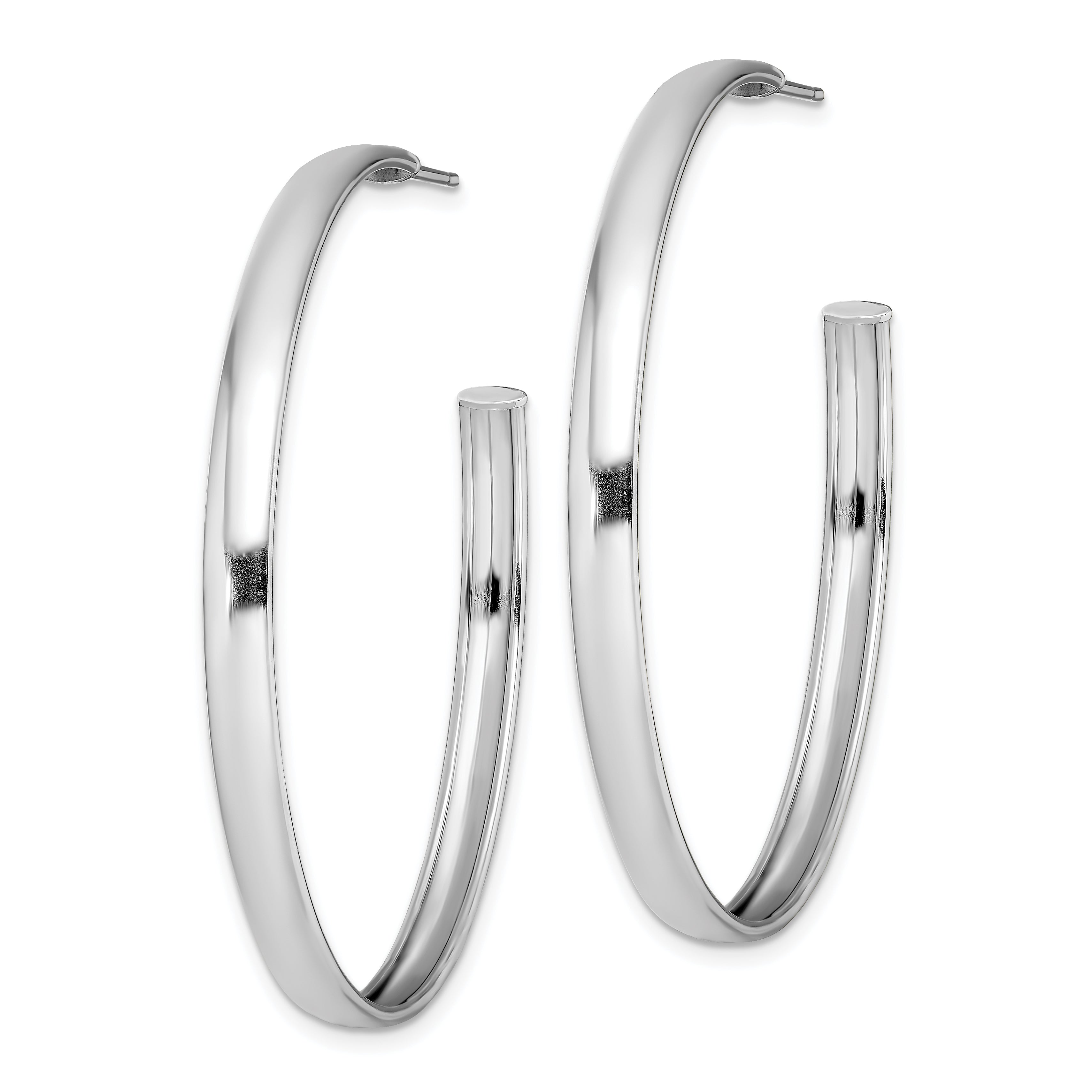 Sterling Silver Rhodium-plated Polished 3.8mm Post Hoops Secondary image