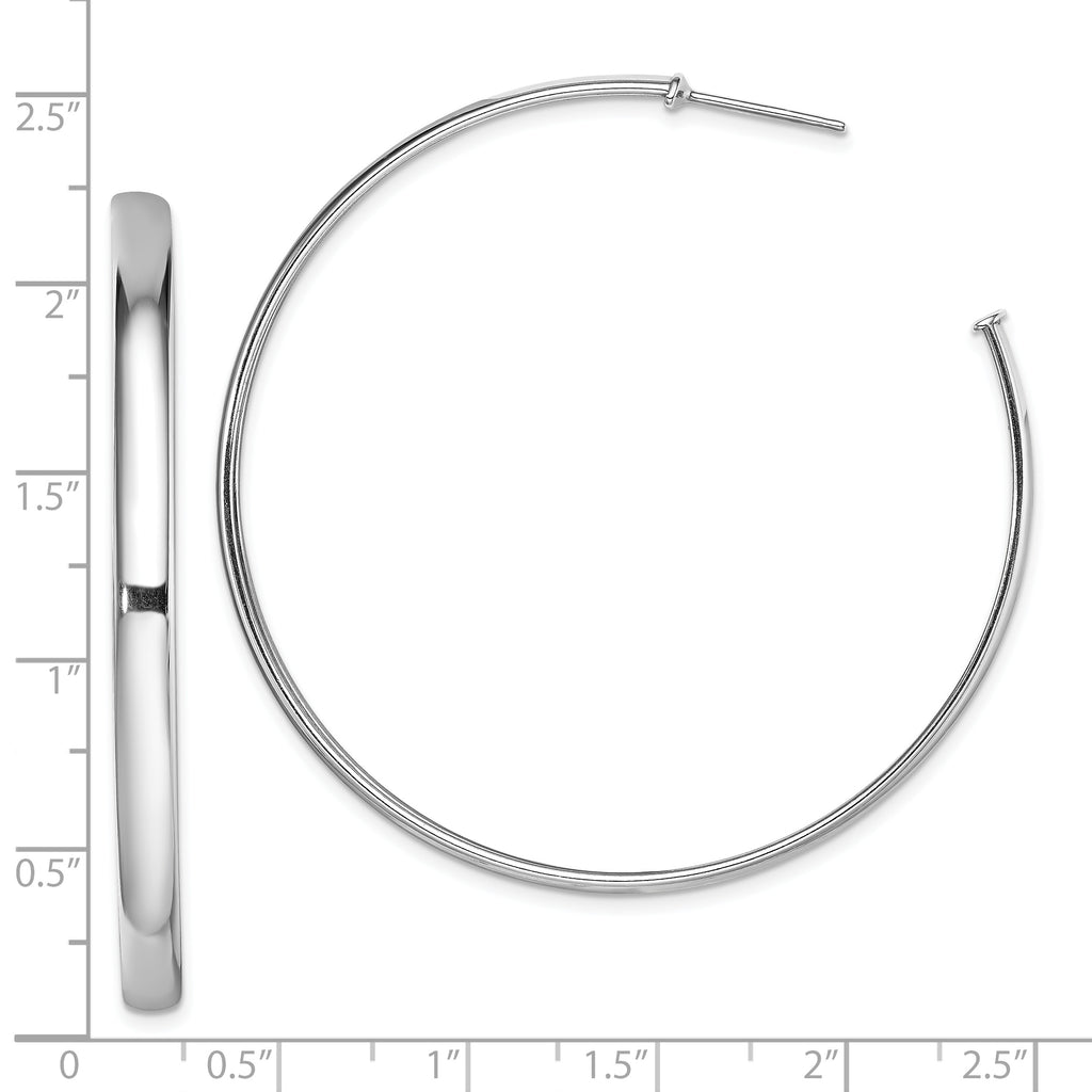 Sterling Silver Rhodium-plated Polished 3.8mm Post Hoops