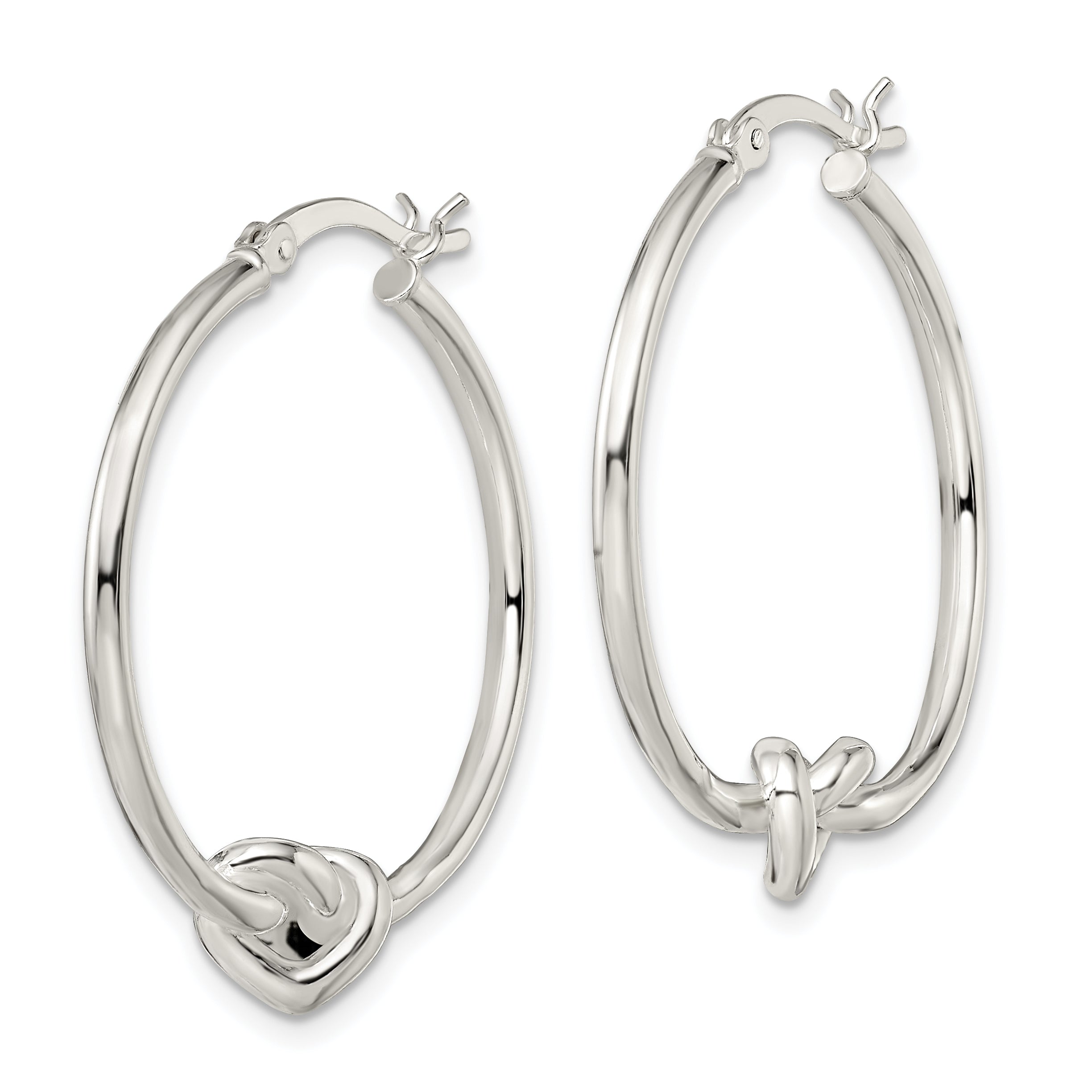 Sterling Silver Polished Heart Knot Round Hoop Earrings Secondary image