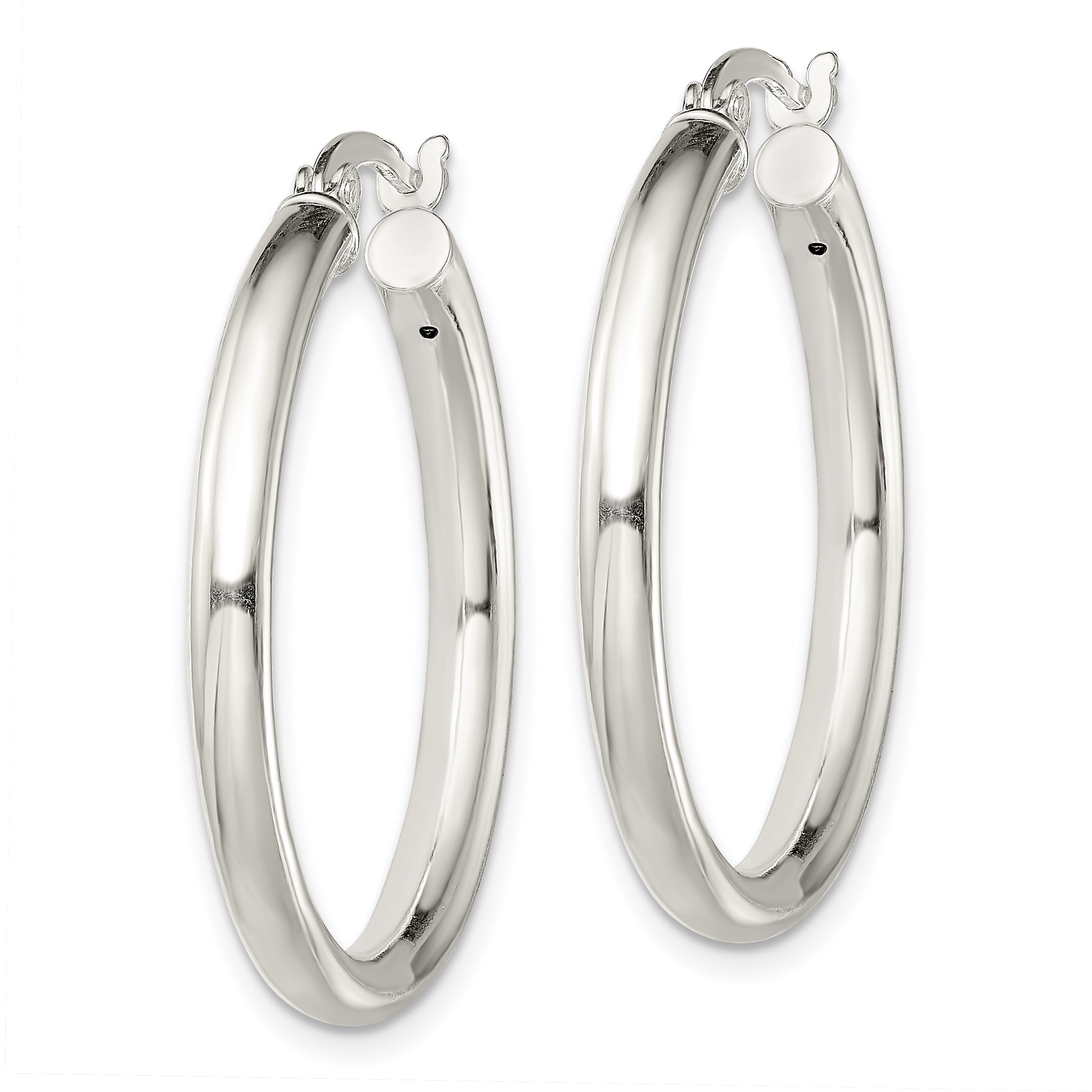Sterling Silver Polished 3.5mm Round Hoop Earrings Secondary image