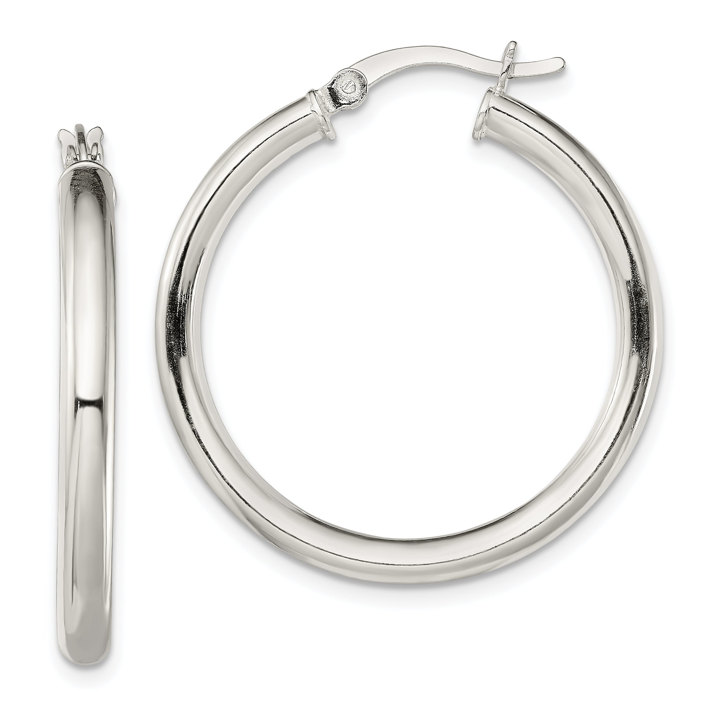 Sterling Silver Polished 3.5mm Round Hoop Earrings Main image