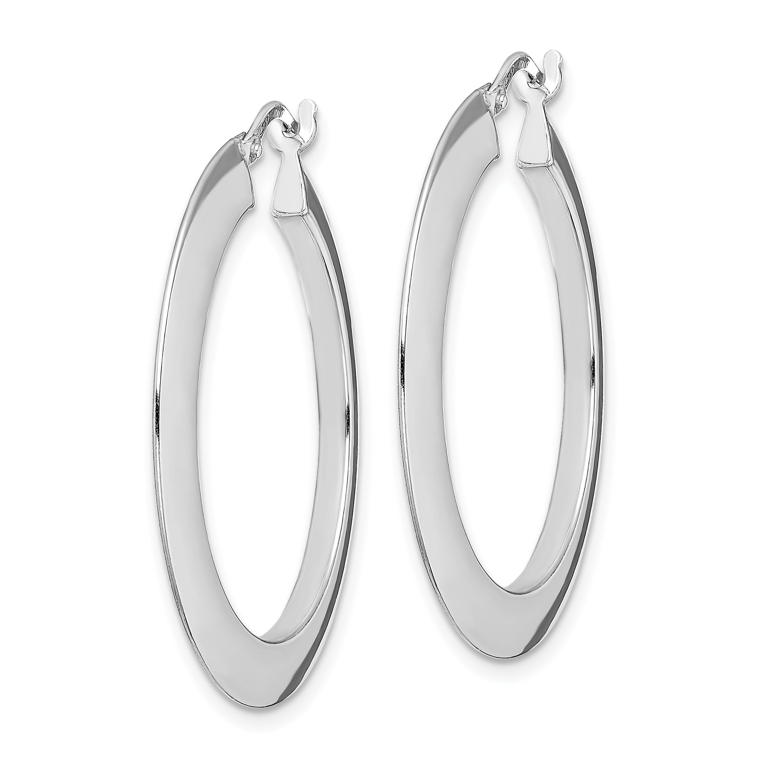 Sterling Silver RH-plated Polished Knife Edge 2mm Round Hoop Earrings Secondary image