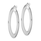 Sterling Silver RH-plated Polished Knife Edge 2mm Round Hoop Earrings