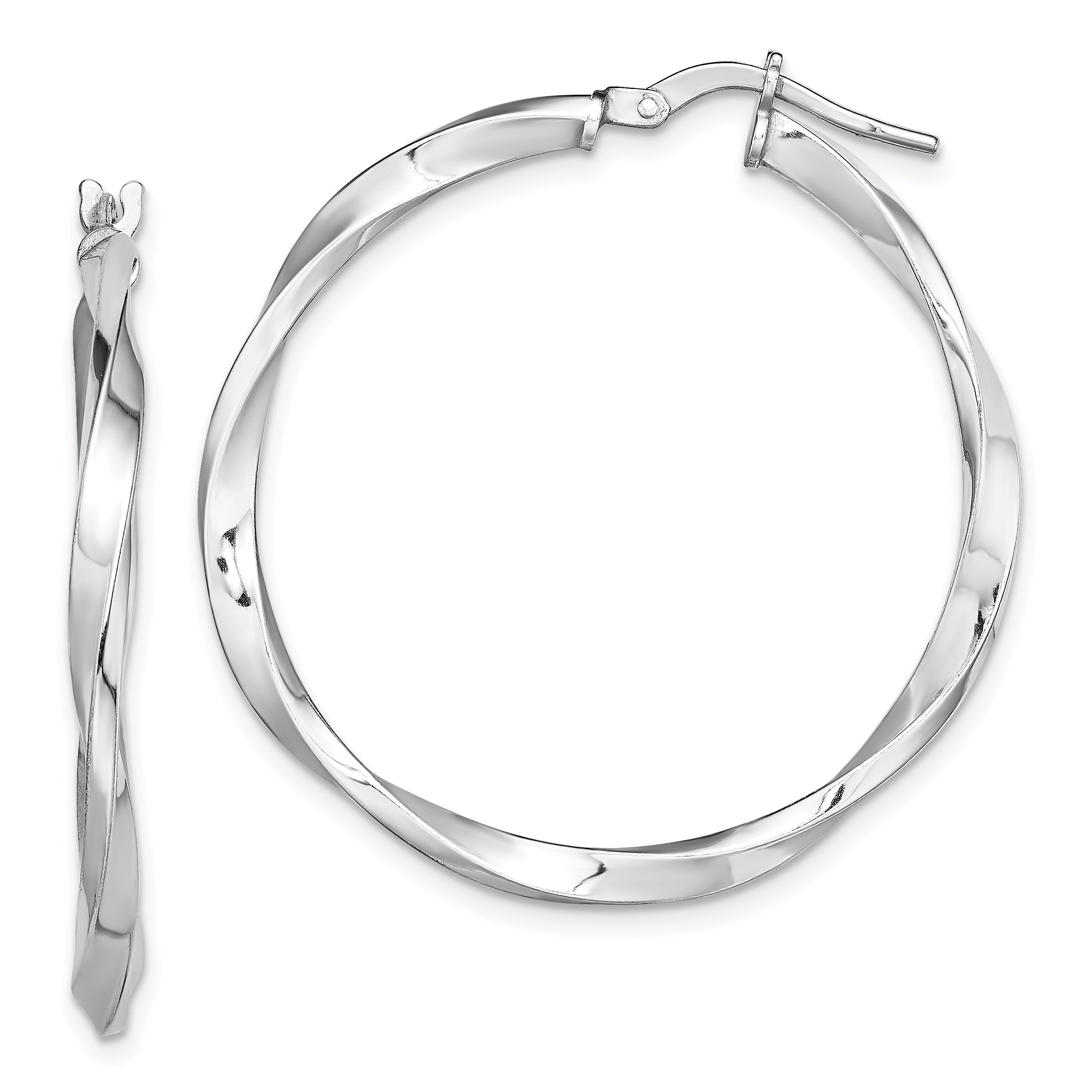 Sterling Silver Rhodium-plated Polished Twisted 2.5x30mm Hoop Earrings Main image