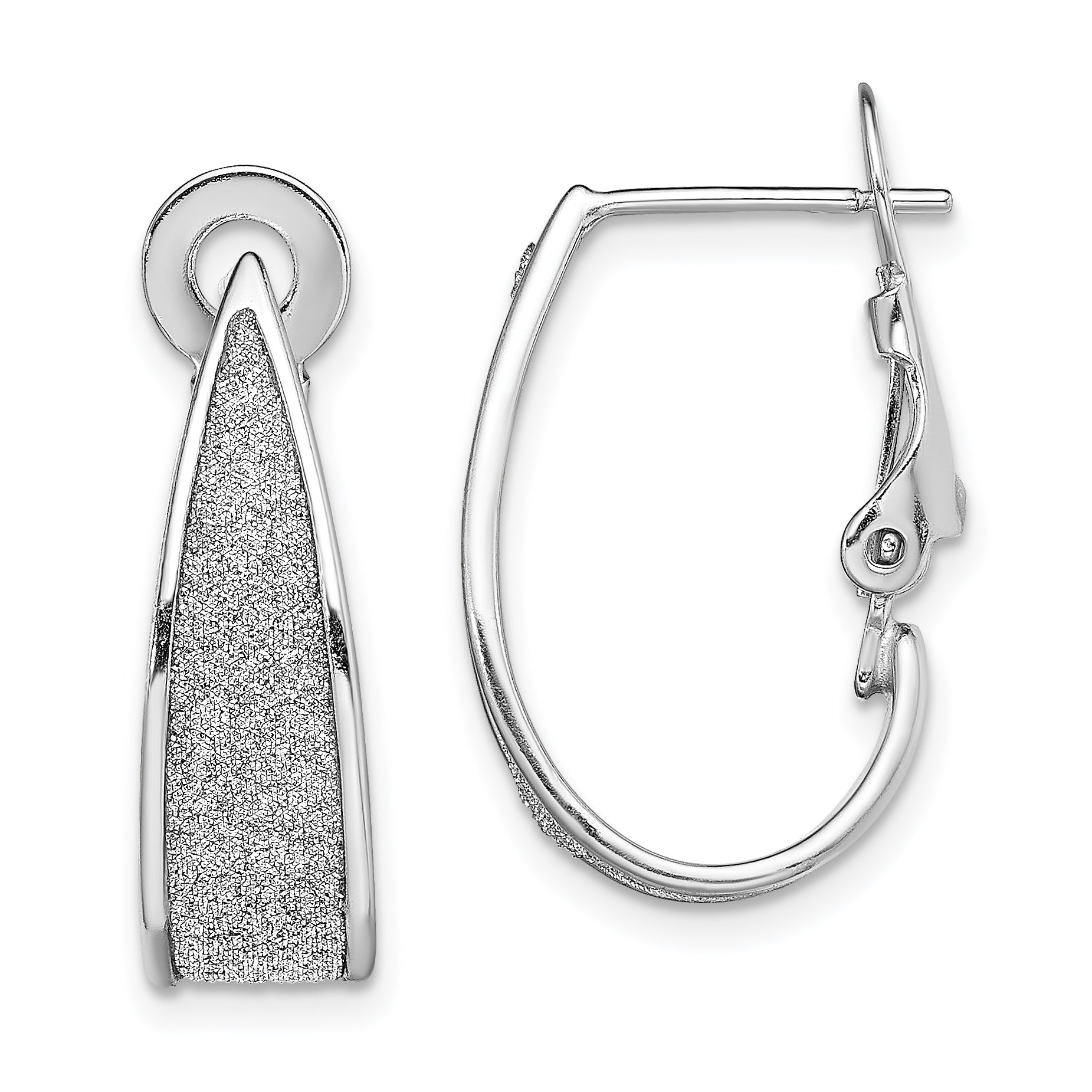 Sterling Silver RH-pltd Enamel Glitter Fabric Omega Back J-Hoop Earrings Main image