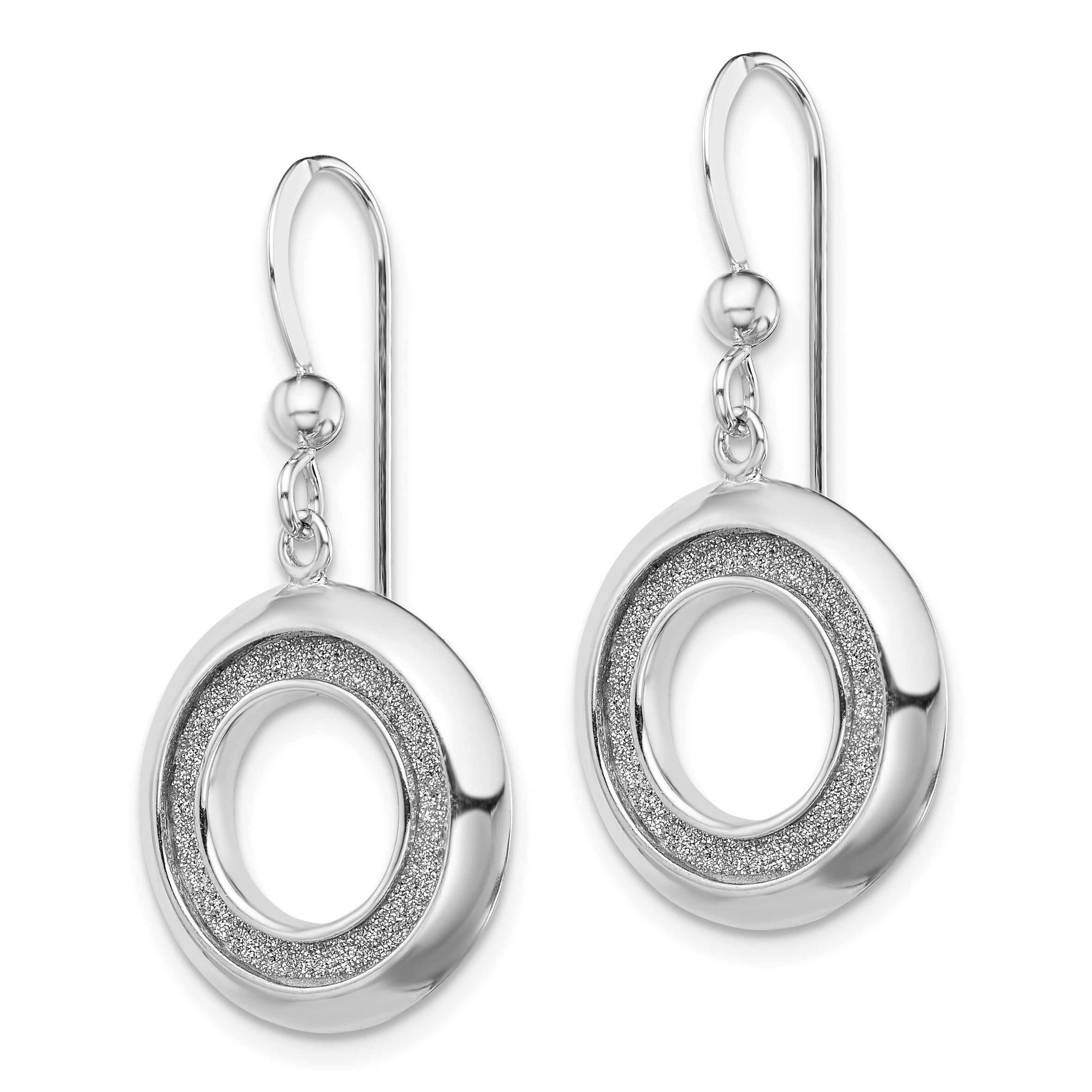 Sterling Silver RH-plated Enamel Glitter Fabric Circle Dangle Earrings Secondary image