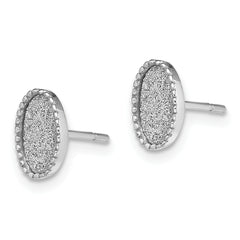 Sterling Silver Rhodium-plated Enamel Glitter Fabric Oval Post Earrings