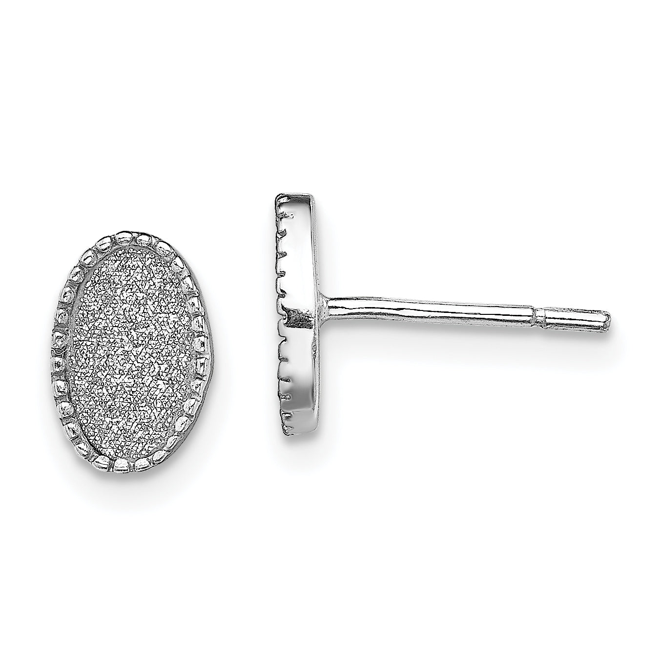 Sterling Silver Rhodium-plated Enamel Glitter Fabric Oval Post Earrings Main image
