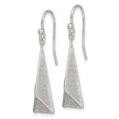 Sterling Silver Polished Enamel Glitter Fabric Triangle Dangle Earrings