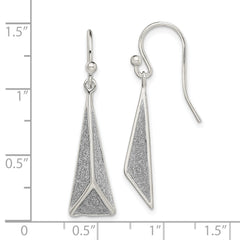 Sterling Silver Polished Enamel Glitter Fabric Triangle Dangle Earrings