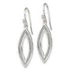 Sterling Silver Polished Enamel Glitter Fabric Marquise Dangle Earrings
