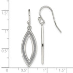 Sterling Silver Polished Enamel Glitter Fabric Marquise Dangle Earrings