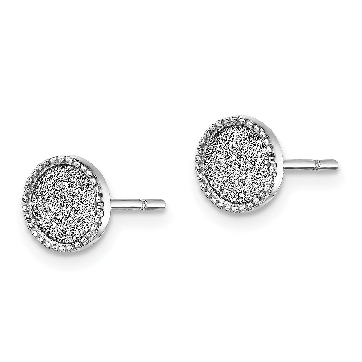 Sterling Silver Rhodium-plated Enamel Glitter Fabric Round Post Earrings Secondary image