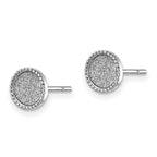 Sterling Silver Rhodium-plated Enamel Glitter Fabric Round Post Earrings
