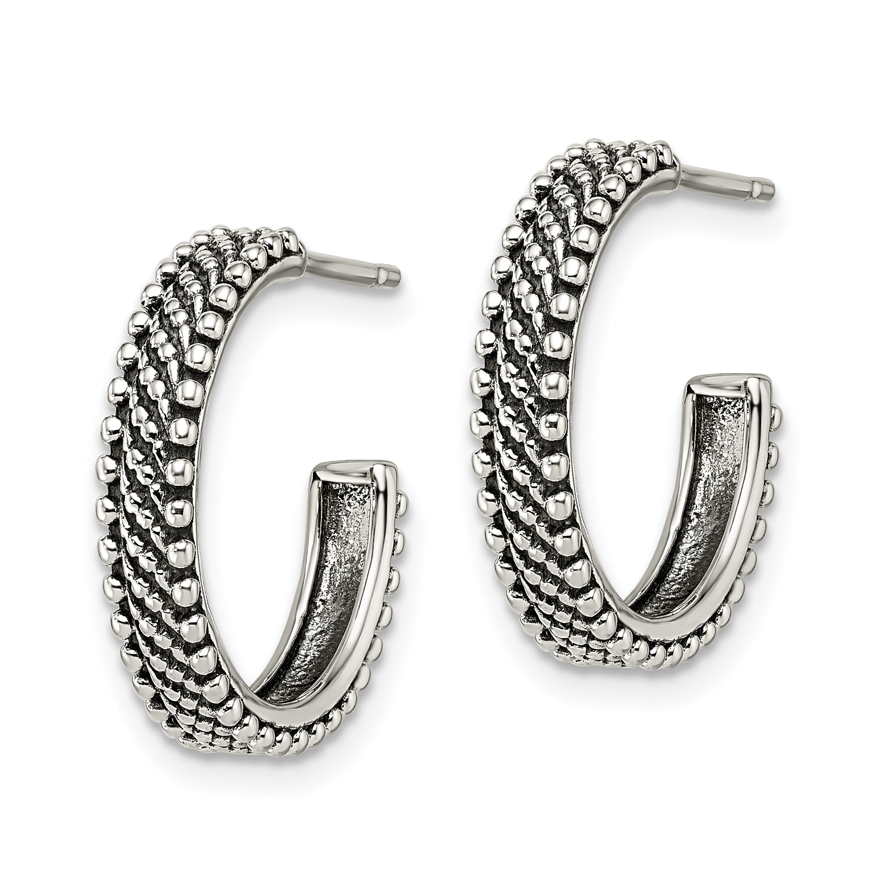 Sterling Silver Antiqued Hoop Post Earrings Secondary image