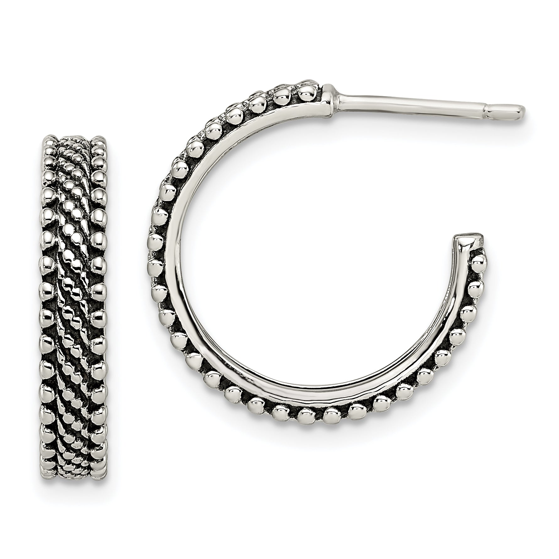 Sterling Silver Antiqued Hoop Post Earrings Main image