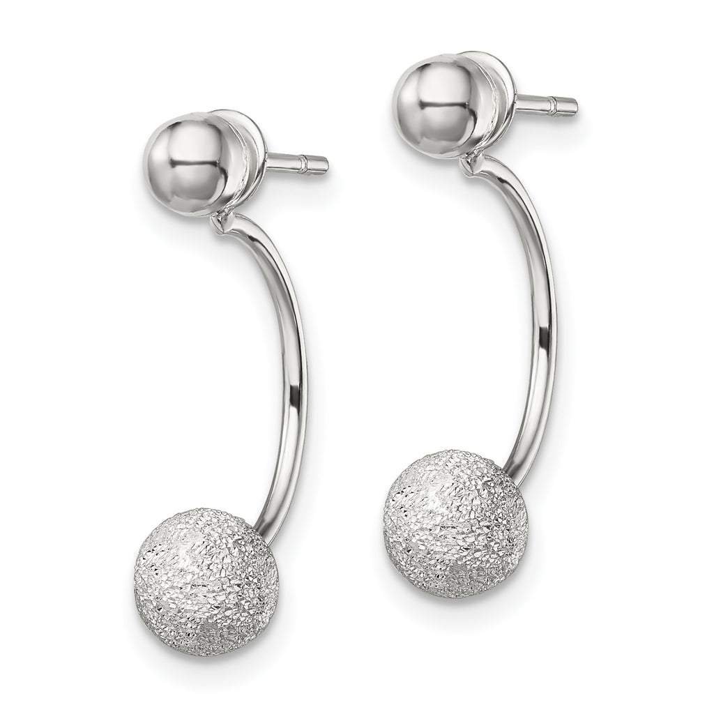 Sterling Silver Polished Laser-cut Bead Jackets w/Button Earrings