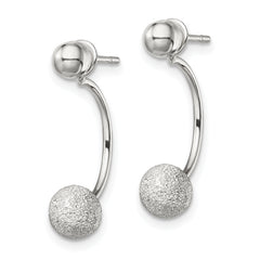 Sterling Silver Polished Laser-cut Bead Jackets w/Button Earrings