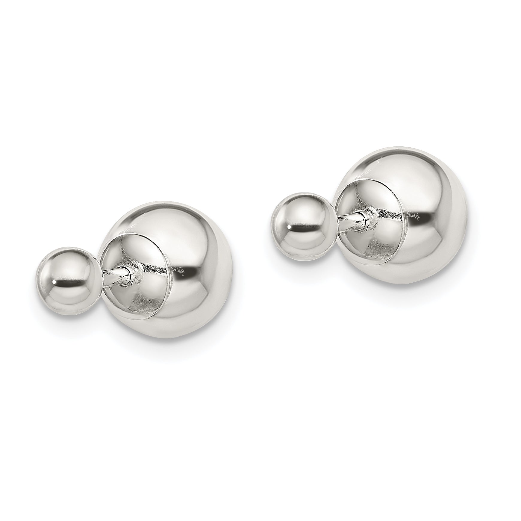 Sterling Silver Polished 4mm/8mm Ball Front Back Post Earrings Secondary image