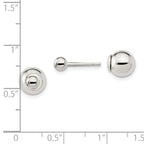 Sterling Silver Polished 4mm/8mm Ball Front Back Post Earrings
