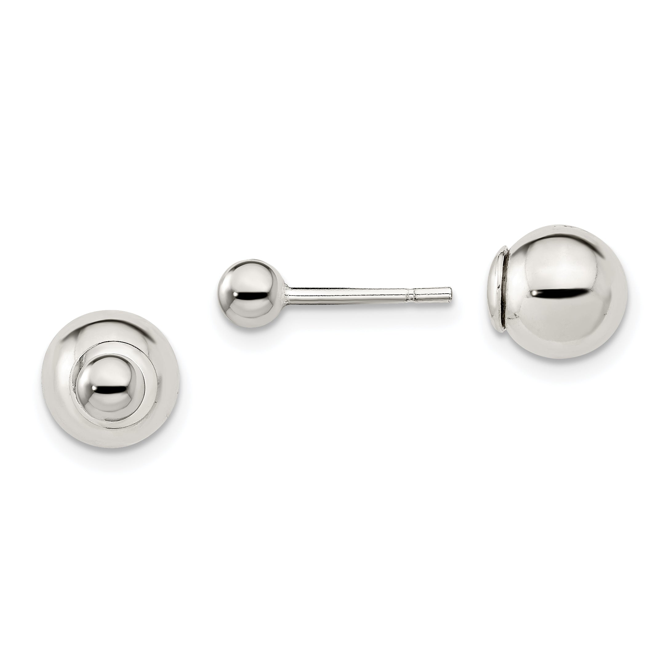 Sterling Silver Polished 4mm/8mm Ball Front Back Post Earrings Main image