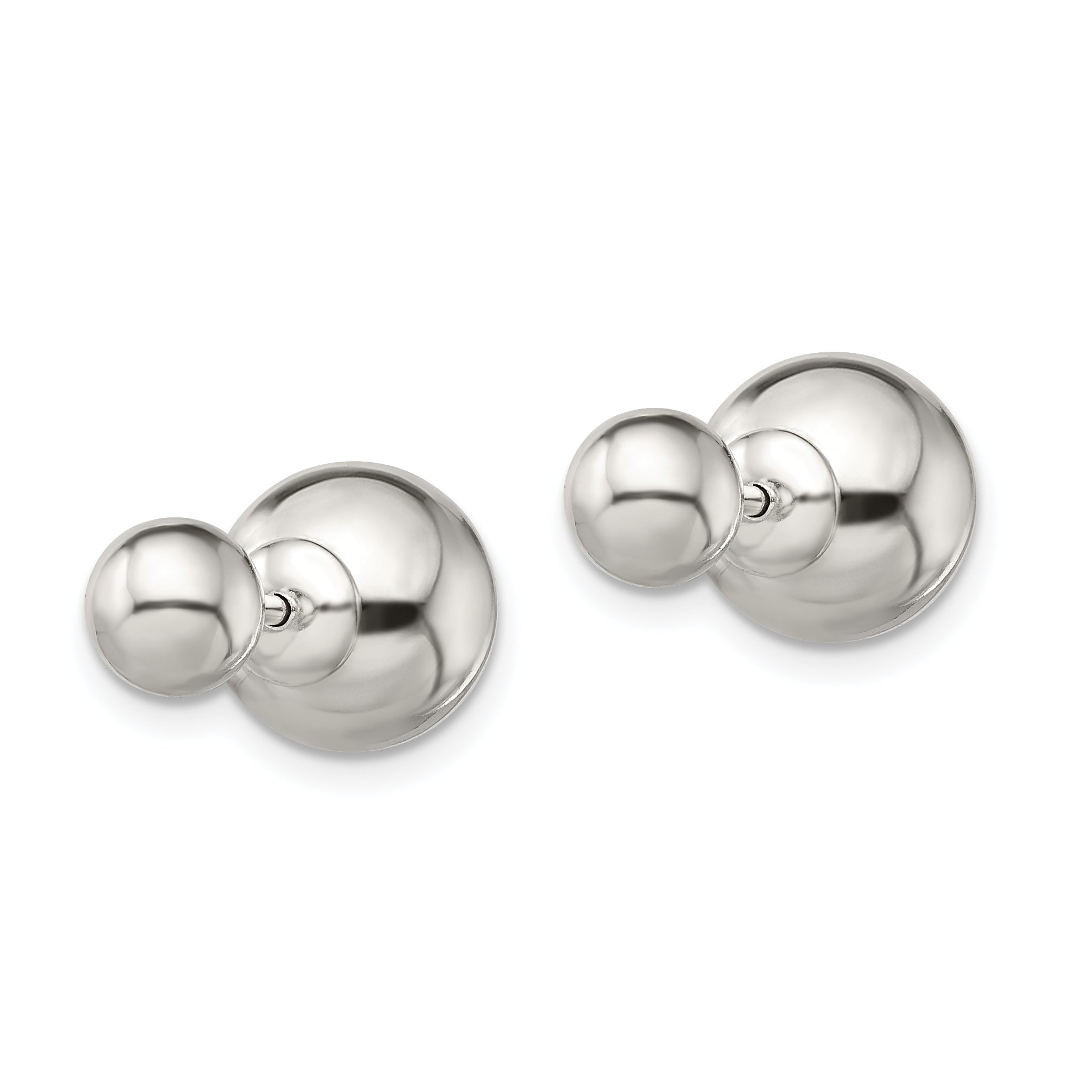 Sterling Silver Polished 6mm/10mm Ball Front Back Post Earrings Secondary image
