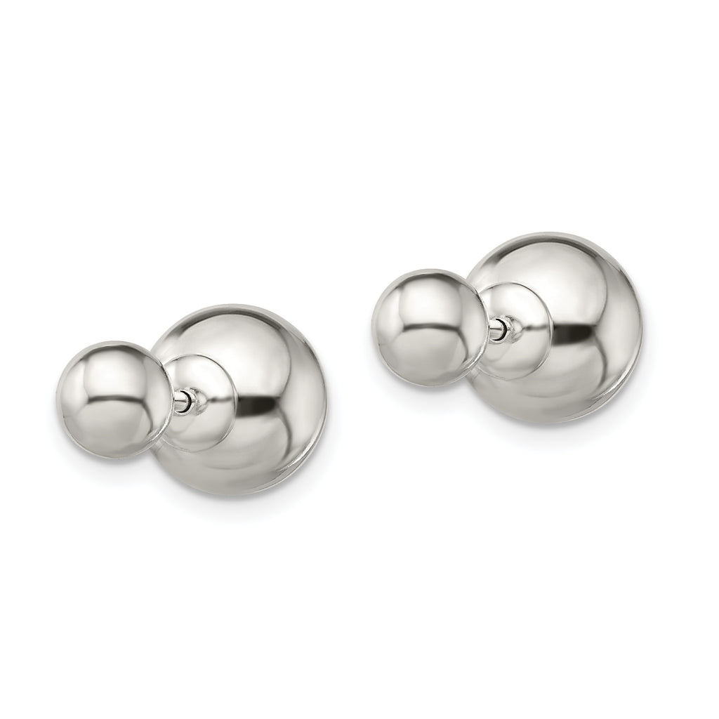 Sterling Silver Polished 6mm/10mm Ball Front Back Post Earrings