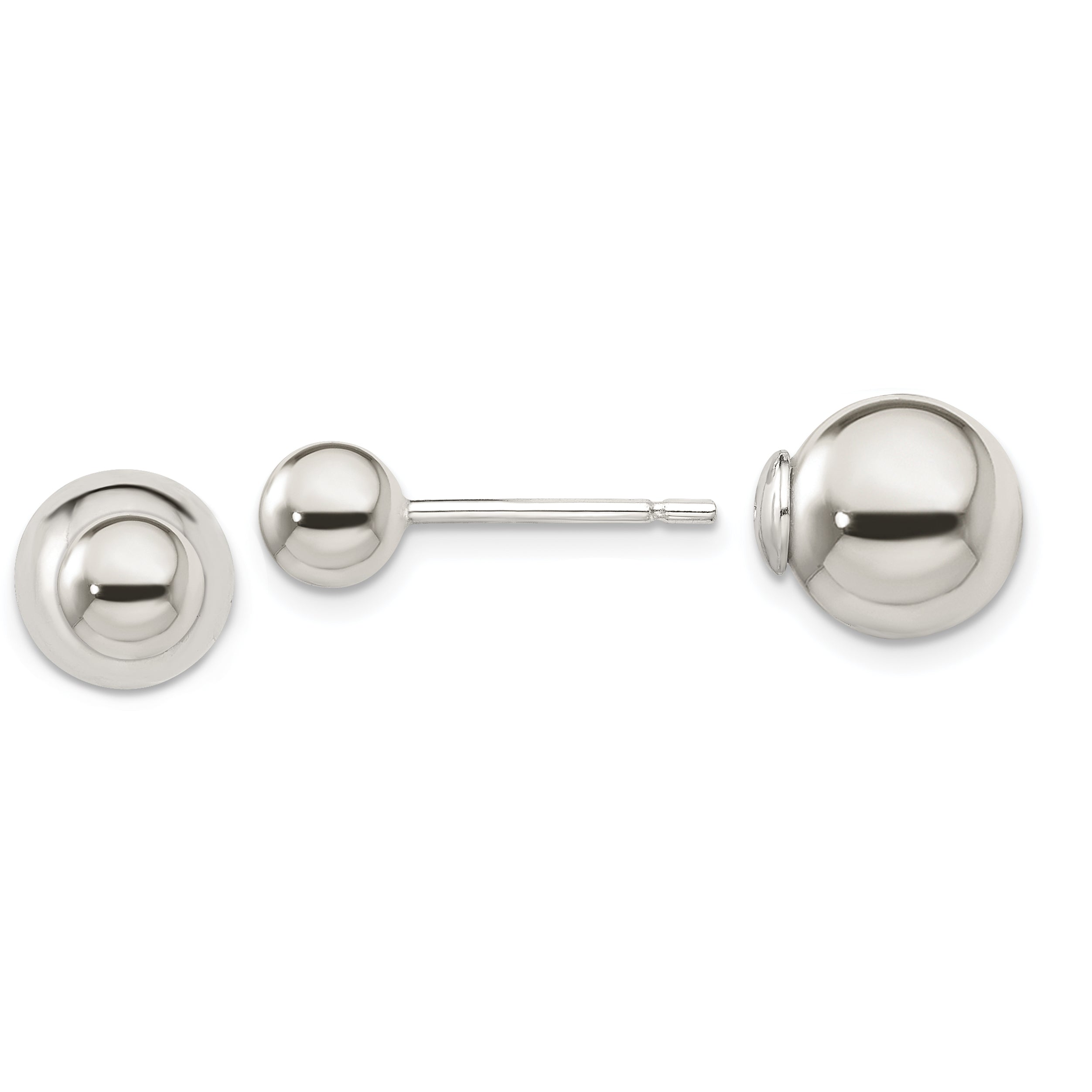 Sterling Silver Polished 6mm/10mm Ball Front Back Post Earrings Main image