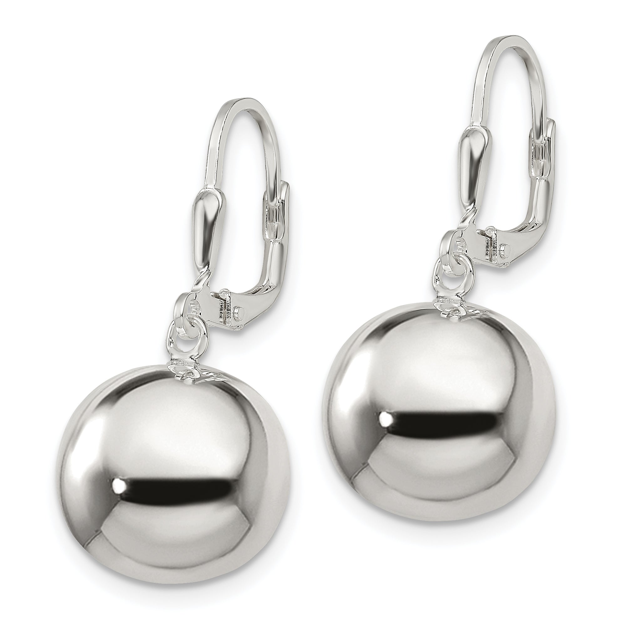 Sterling Silver 14mm Ball Dangle Leverback Earrings Secondary image