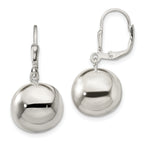 Sterling Silver 14mm Ball Dangle Leverback Earrings