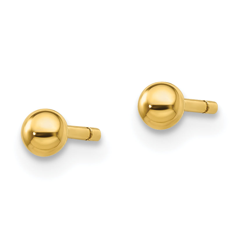 Sterling Silver Gold-Tone Polished 3mm Ball Post Earrings Secondary image
