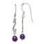 Sterling Silver Polished & Antiqued Amethyst Swirl Dangle Earrings