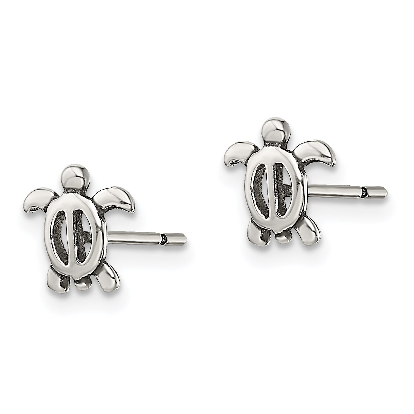 Sterling Silver Antiqued Turtle Post Earrings Secondary image