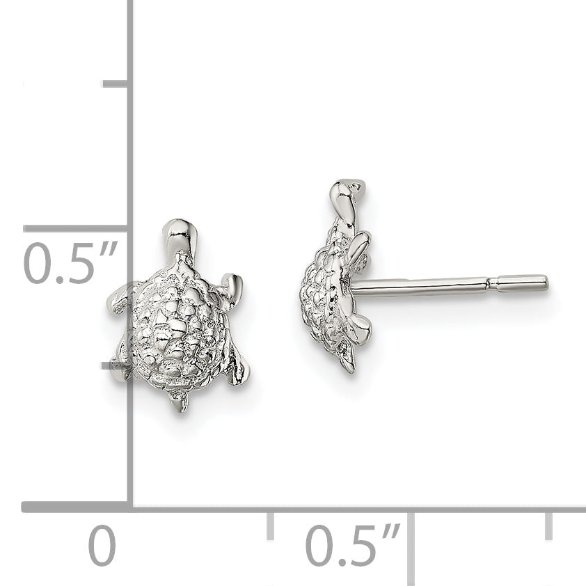 Sterling Silver Polished and Textured Turtle Post Earrings