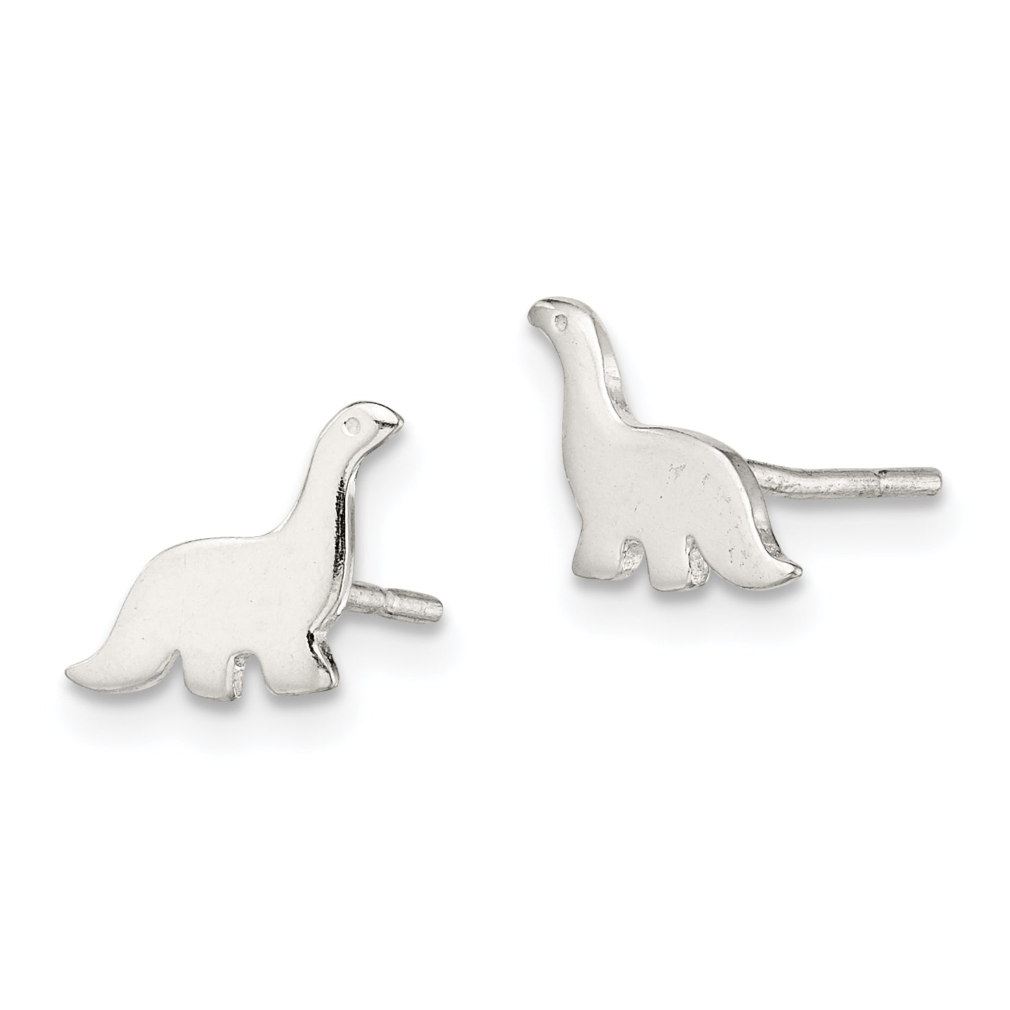 Sterling Silver Polished Dinosaur Post Earrings Secondary image