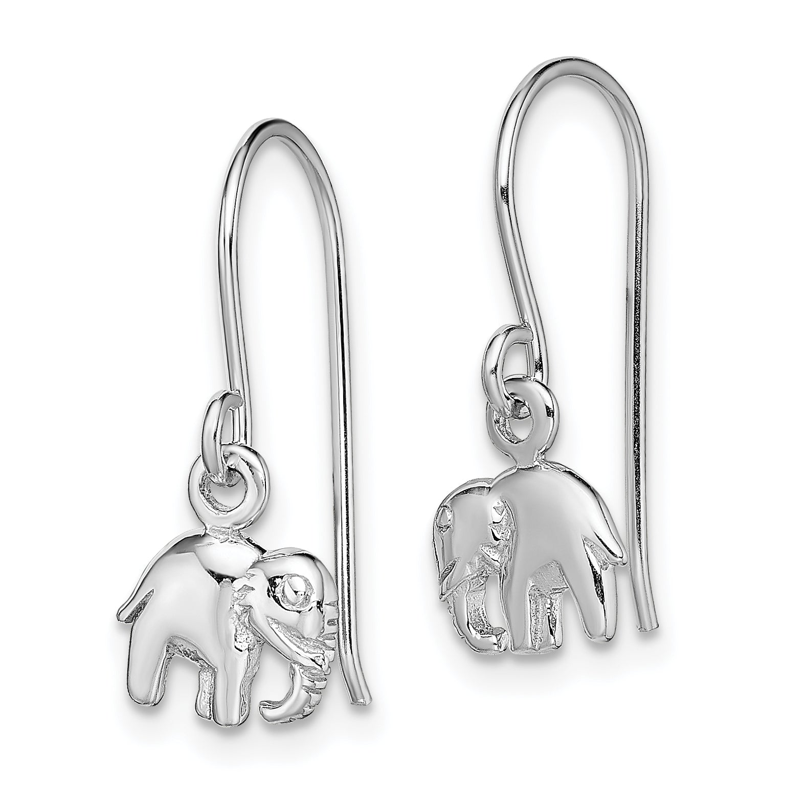 Sterling Silver Rhodium-plated Polished Elephant Dangle Earrings Secondary image