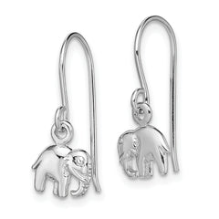 Sterling Silver Rhodium-plated Polished Elephant Dangle Earrings