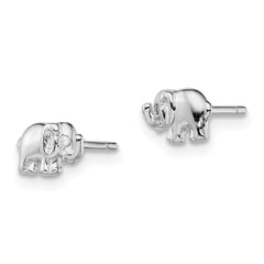 Sterling Silver Rhodium-plated CZ Elephant Post Earrings