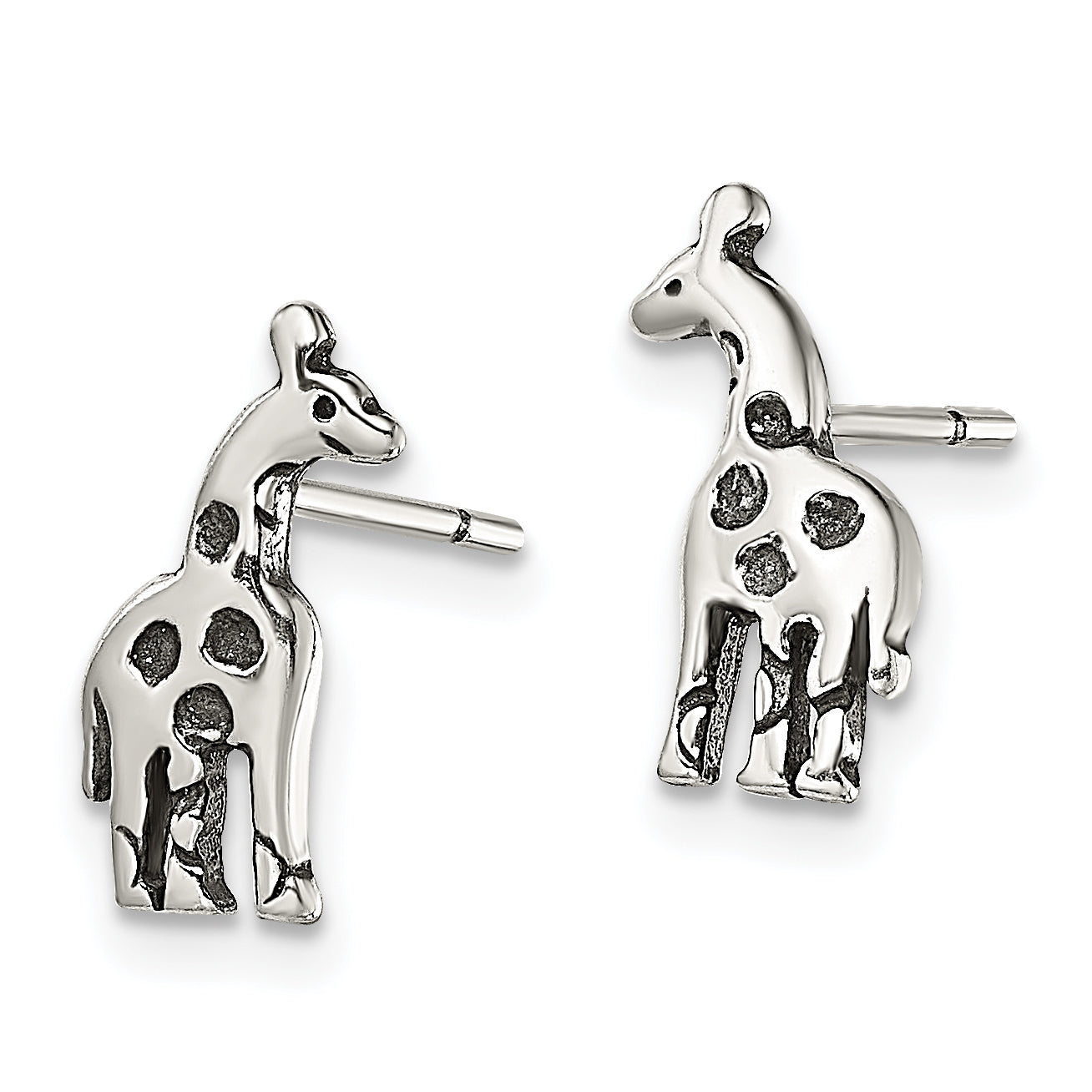 Sterling Silver Antiqued Giraffe Post Earrings