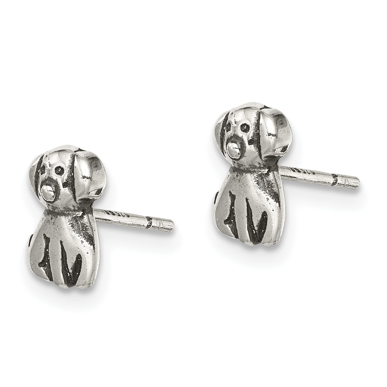 Sterling Silver Antiqued Dog Post Earrings