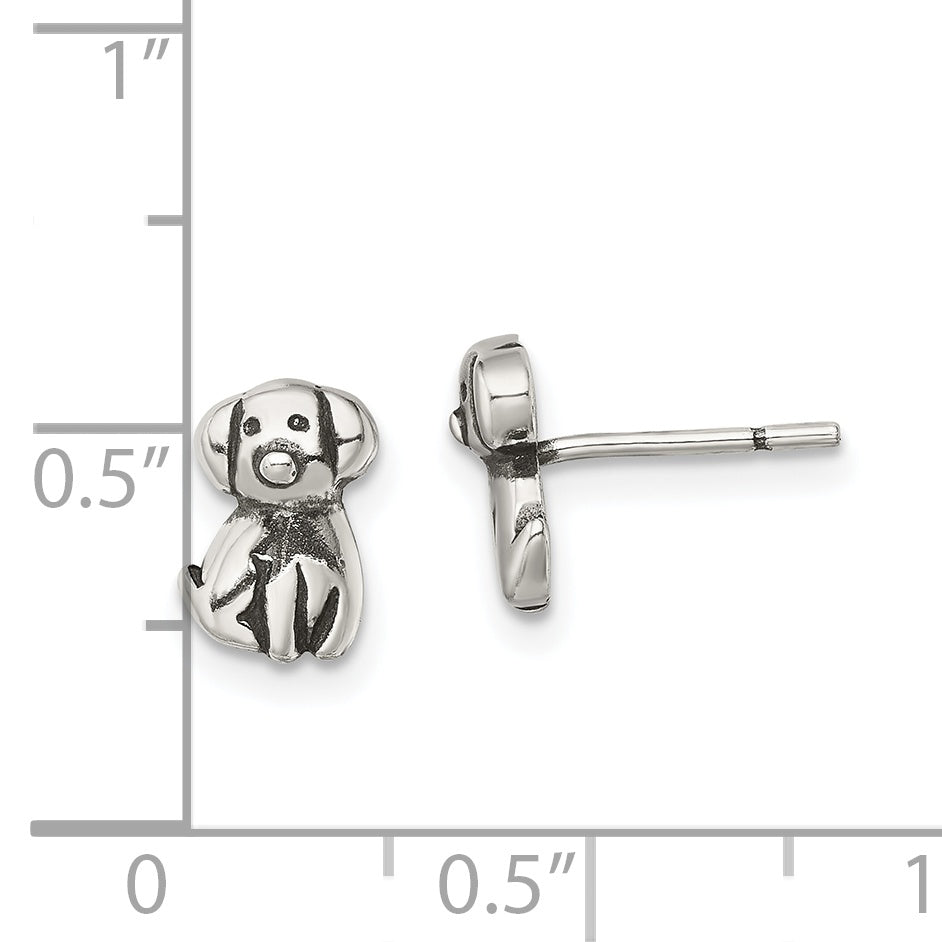 Sterling Silver Antiqued Dog Post Earrings
