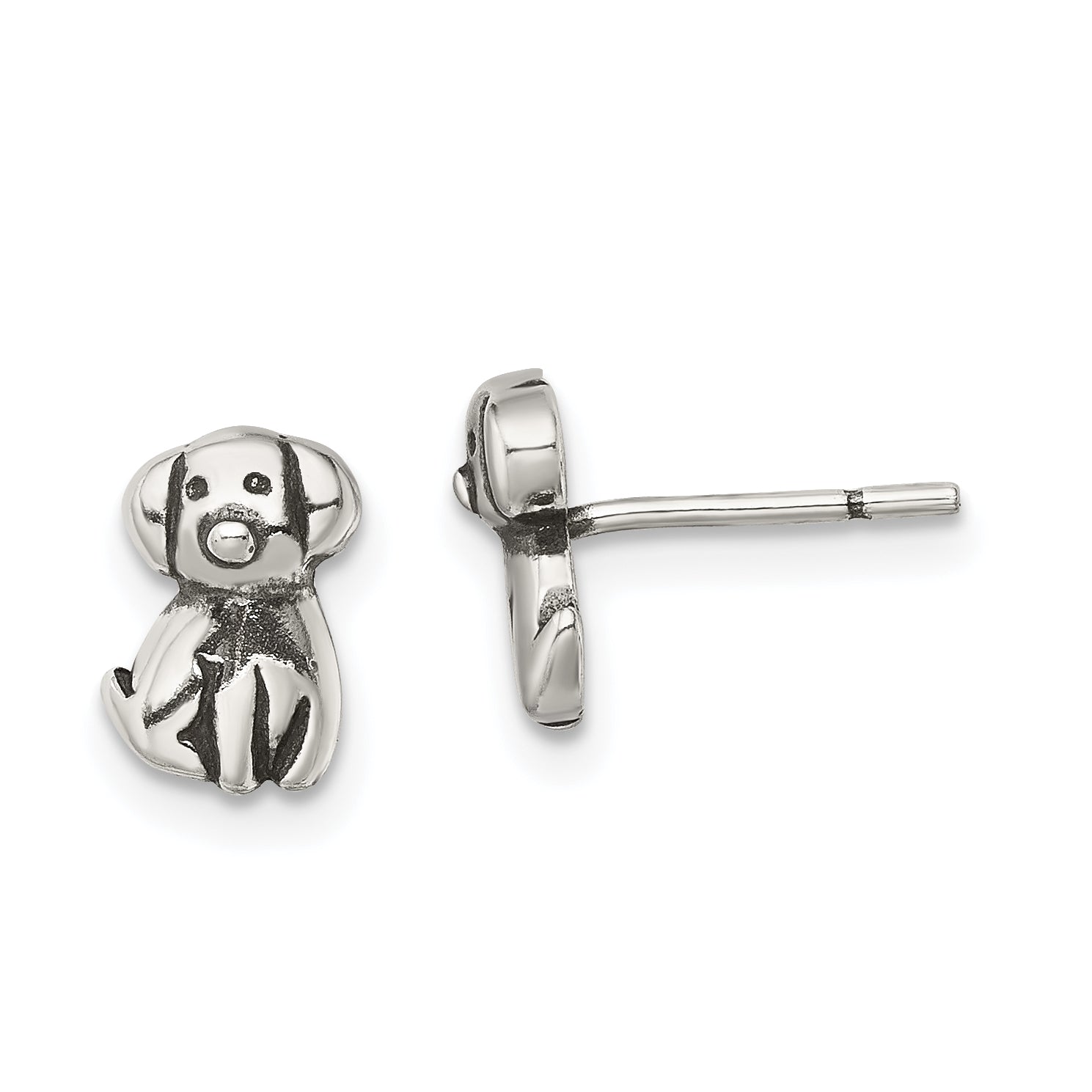 Sterling Silver Antiqued Dog Post Earrings Main image