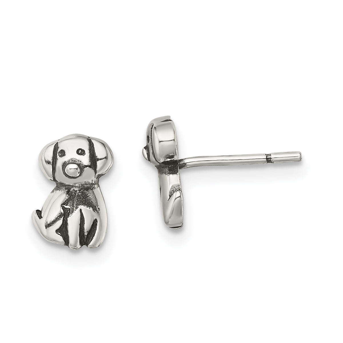 Sterling Silver Antiqued Dog Post Earrings