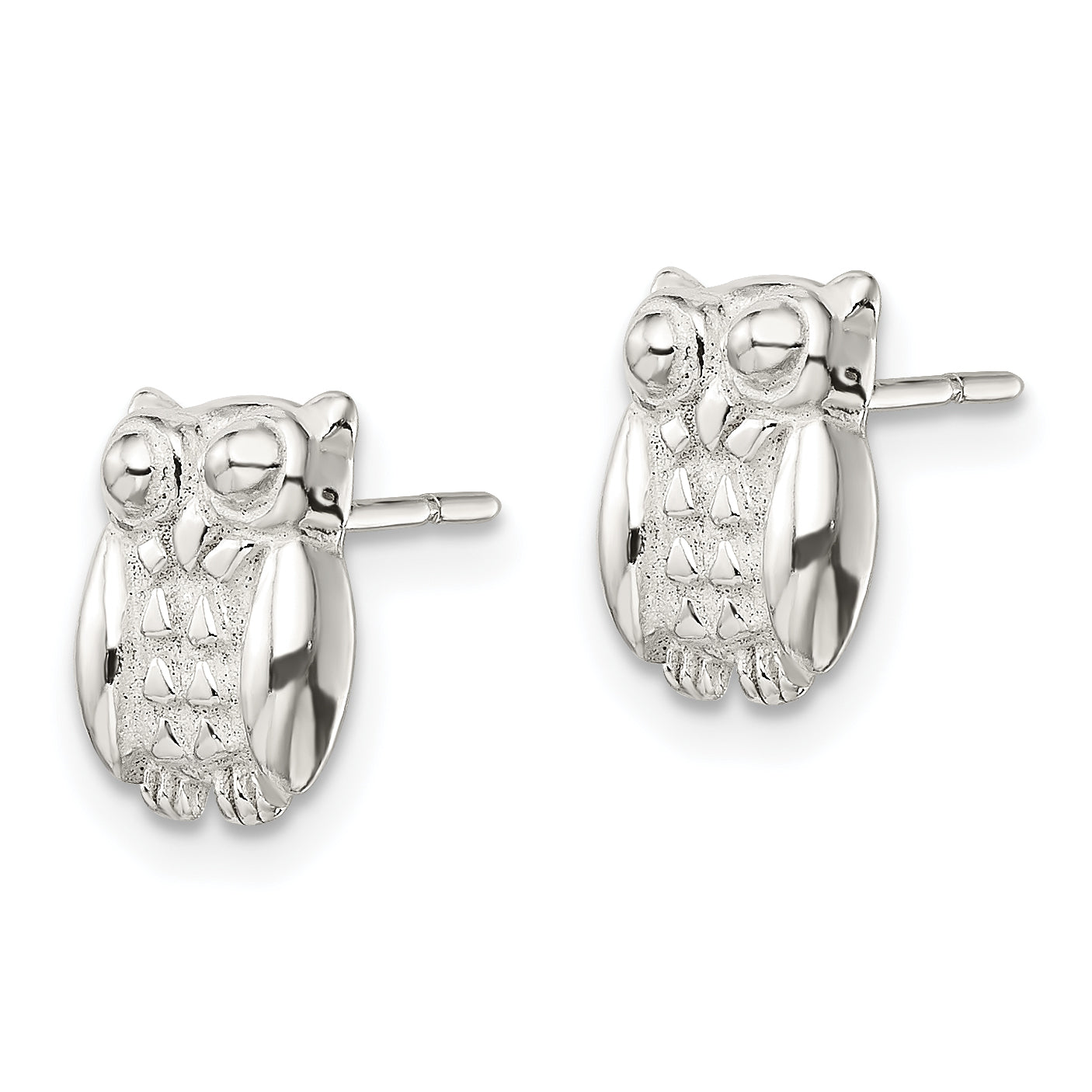 Sterling Silver Polished Owl Post Earrings Secondary image