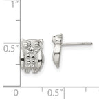 Sterling Silver Polished Owl Post Earrings