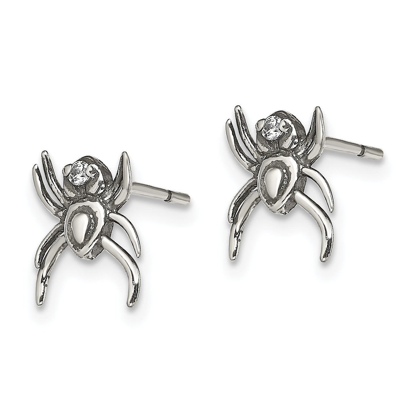 Sterling Silver Antiqued CZ Spider Post Earrings Secondary image