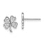 Sterling Silver Rhodium-plated Polished CZ 4 Leaf Clover Post Earrings